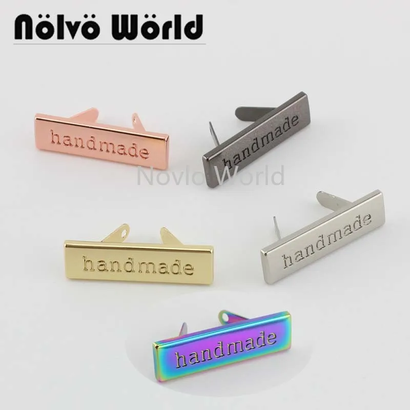 

20-100 pieces,6 colors 36*10mm Handmade Tone On Tone rectangle metal purse label tags,sew bags handmade metal labels