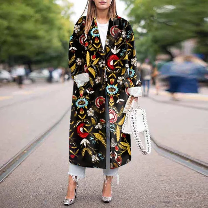 Autumn and Winter 2022 Women's Printed Casual Fashion Coat Coat