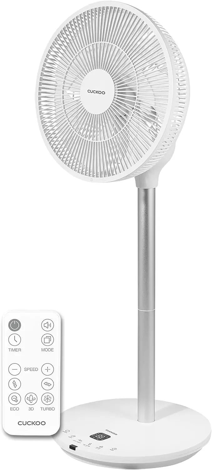 

AIR CIRCULATOR Standing Fan, 12 Speeds, 360 Oscillation, Quiet BLDC Motor, Remote Controls 4-in-1 Modes, Height Adjustable, 80 F