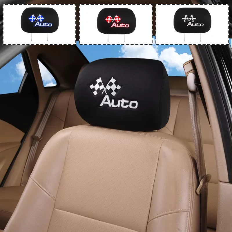 

1pc Car Headrest Cover With Flag Embroidery,for Mercedes for Peugeot for Audi Q5 for Mazda 3 Universal Fit All Car/Truck Models