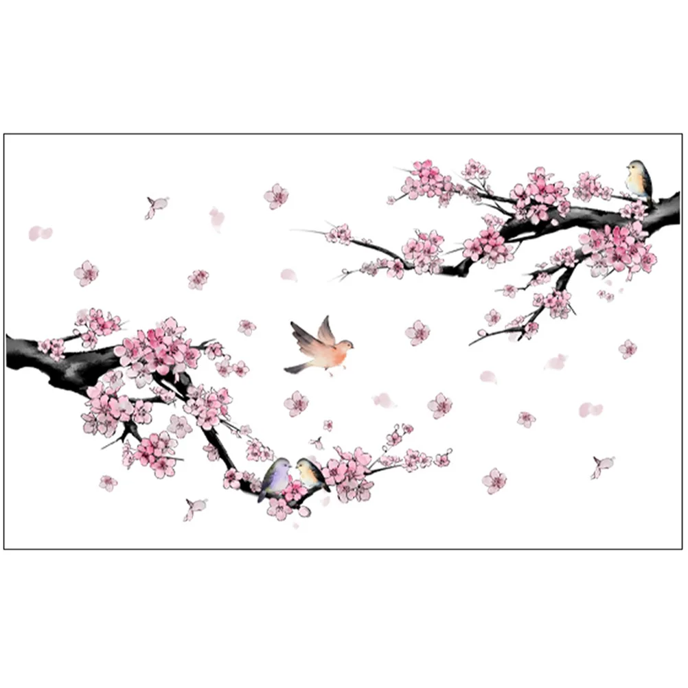 

Branch Bird Floral Wall Decal Flower Sticker DIY Decorative Stickers Printing Tree For Living Room