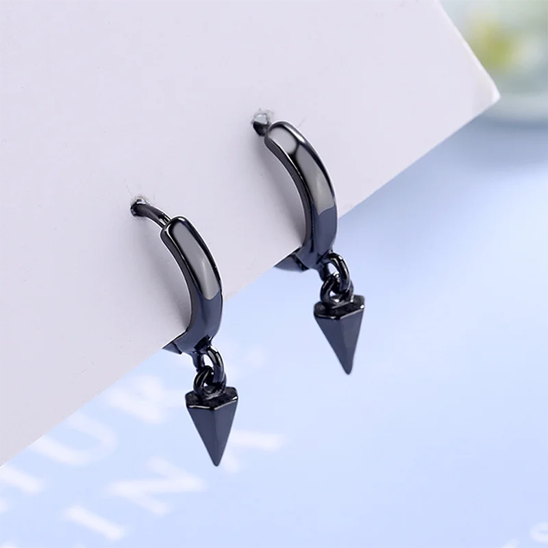 

Black Geometric Hoop Earrings For Girls Party Cone Long Hanging Couple Pendants Earrings Women's Jewelry Accessories Female Gift