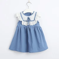 childrens dress girls dress new pure cotton color contrast childrens skirt bow lace skirt 1 4 years old