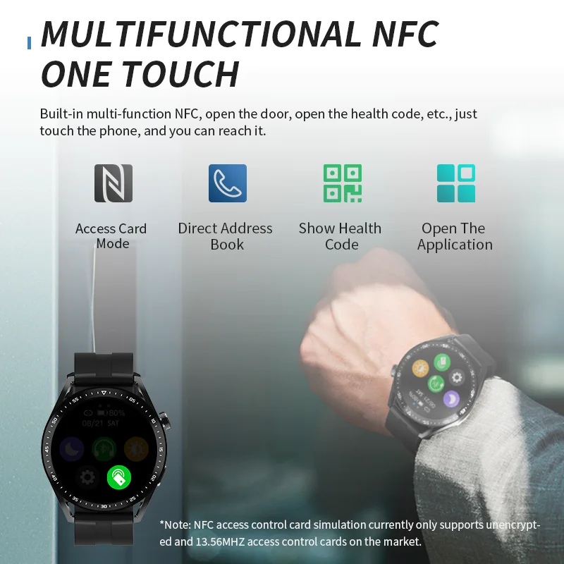 Smart Watch Blood Glucose Monitor NFC Heart Rate Monitor Smartwatch Men Women Non-invasive Blood Sugar Test Glucometer Men Women