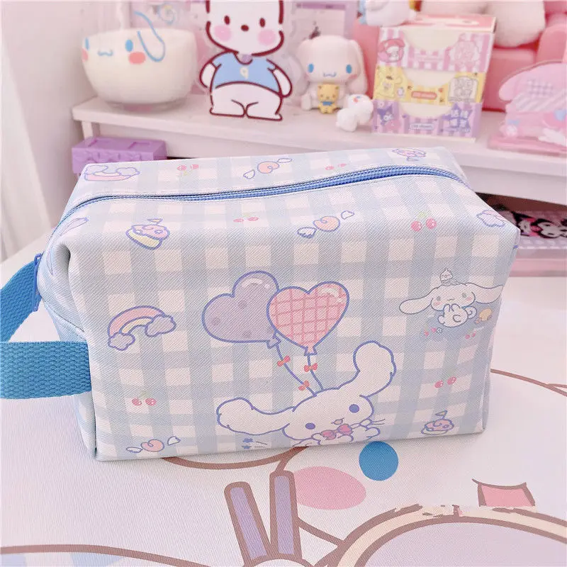 Big Ear Dog Hand Cartoon Large Capacity Pu Cosmetic Bag Stationery Pencil Box Travel Portable Waterproof Wash Bag