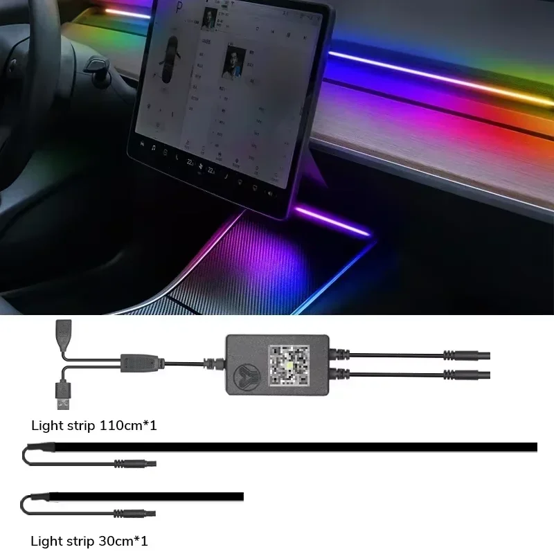 

Для Tesla Model 3 Y, центральная консоль, приборная панель, беспроводная зарядка, RGB неоновая светодиодная лента, музыкальный ритм, USB-питание, управление через приложение