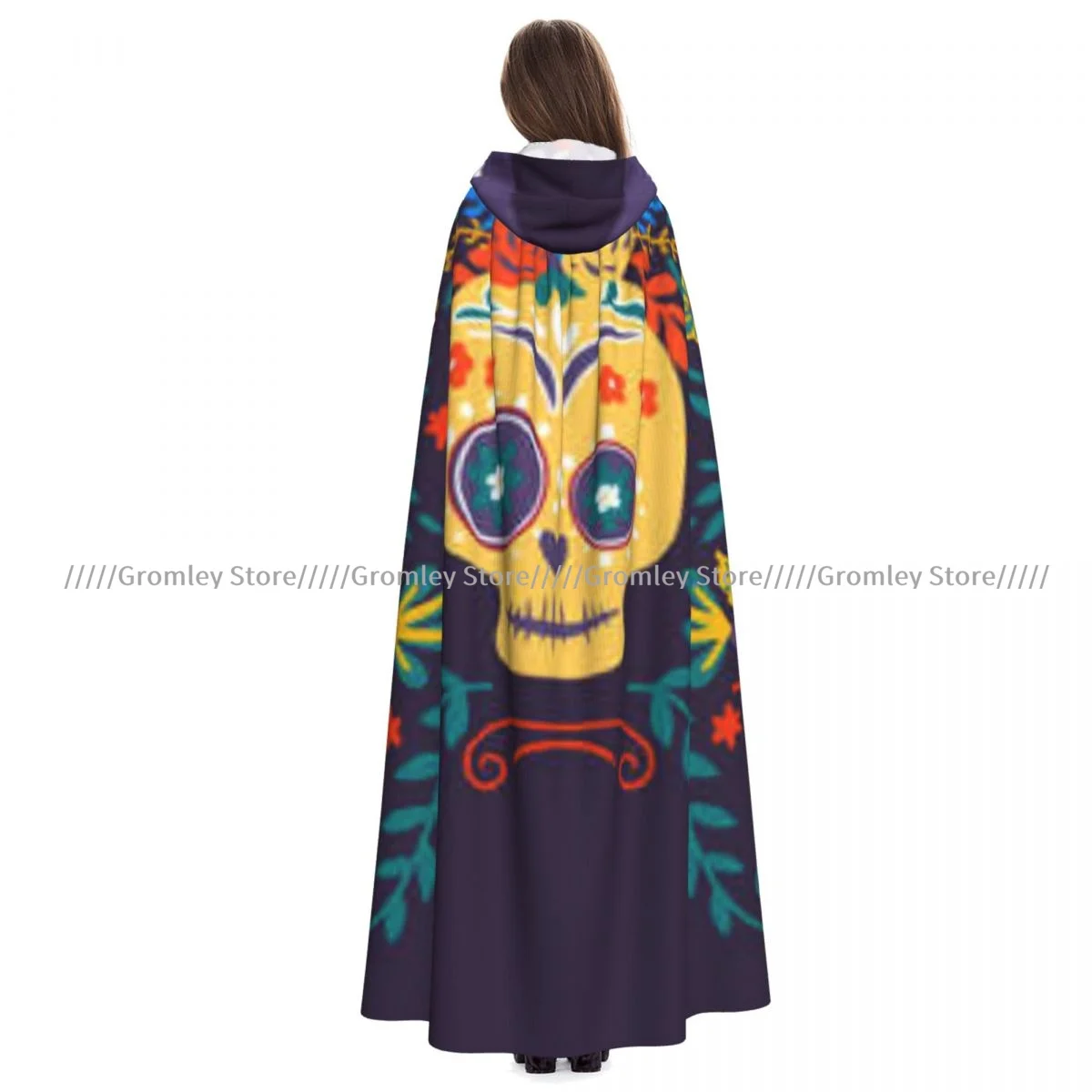 Женский накидка с капюшоном черепом и цветами для взрослых средневековый костюм