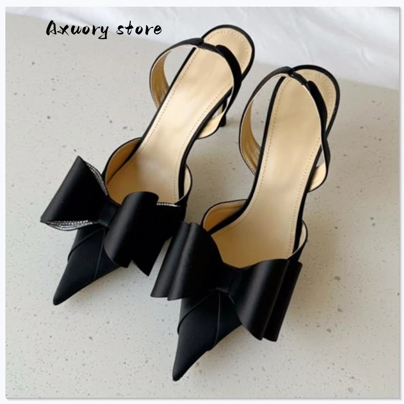 Women's High Heels 2023 New Crystal Flowers Slippers Women High Heel Mules Pointy Toe High Quality Summer Sandals Party