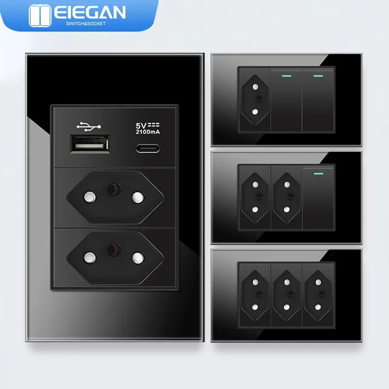 ELEGAN 118 мм черная бразильская закаленное стекло стандартная розетка двойной