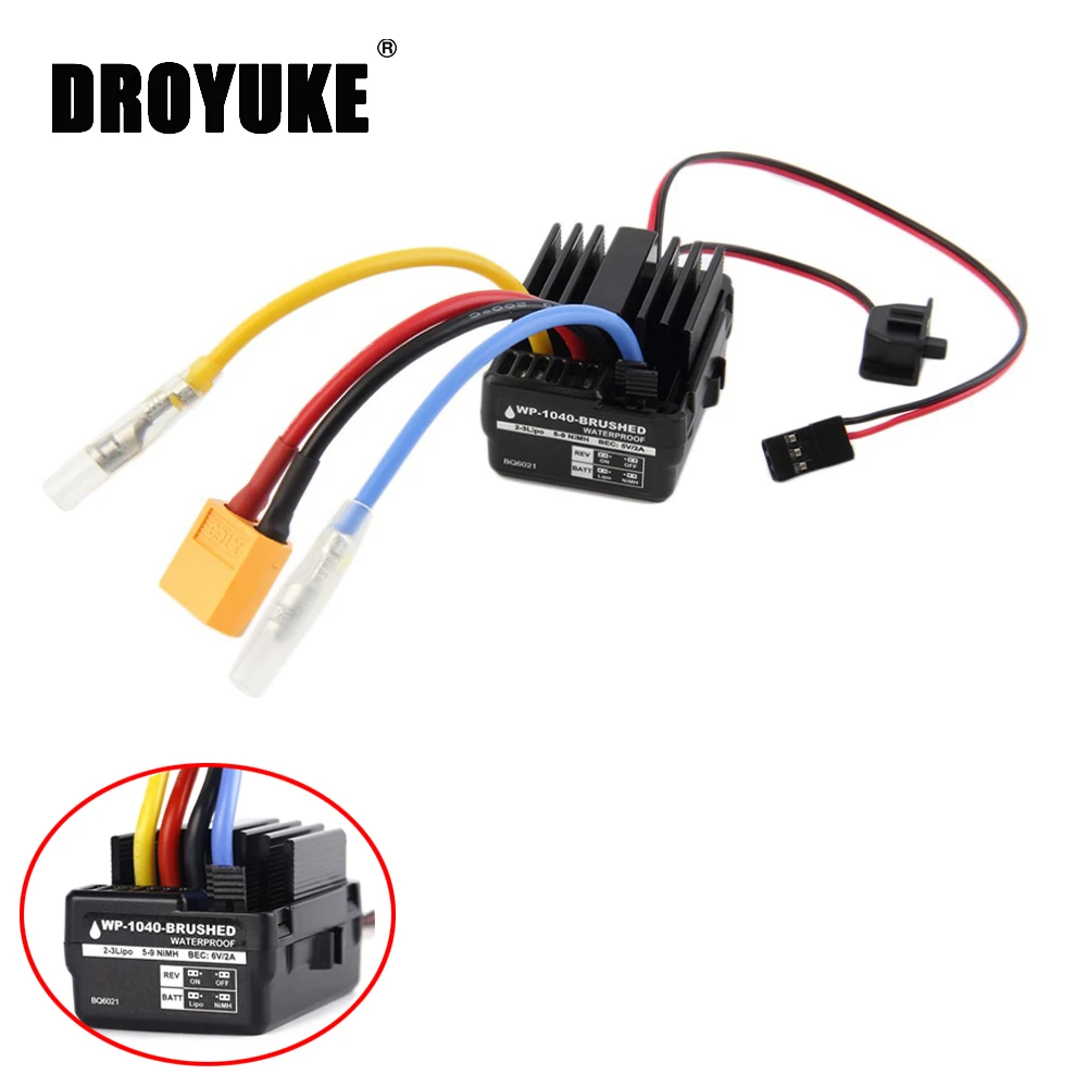 

New WP 1040 60A BQ6021 Brushed ESC Controller Waterproof For Hobbywing Quicrun RC Car Motor