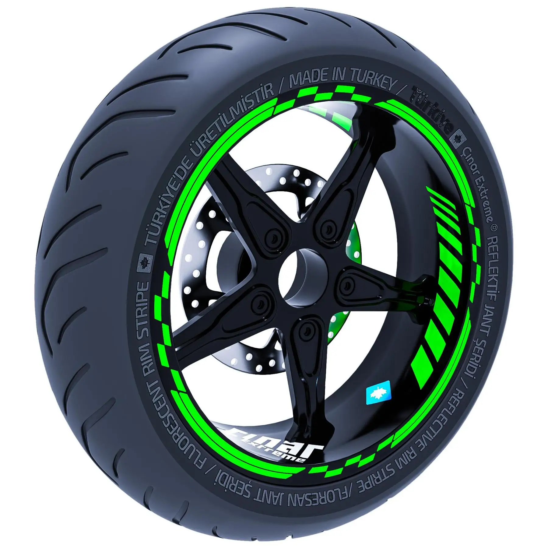 

Fluorescent Green Moto GP Inner Outer Rim Set Rim Tape Wheel Stripes Decals Sticker CinarExtreme