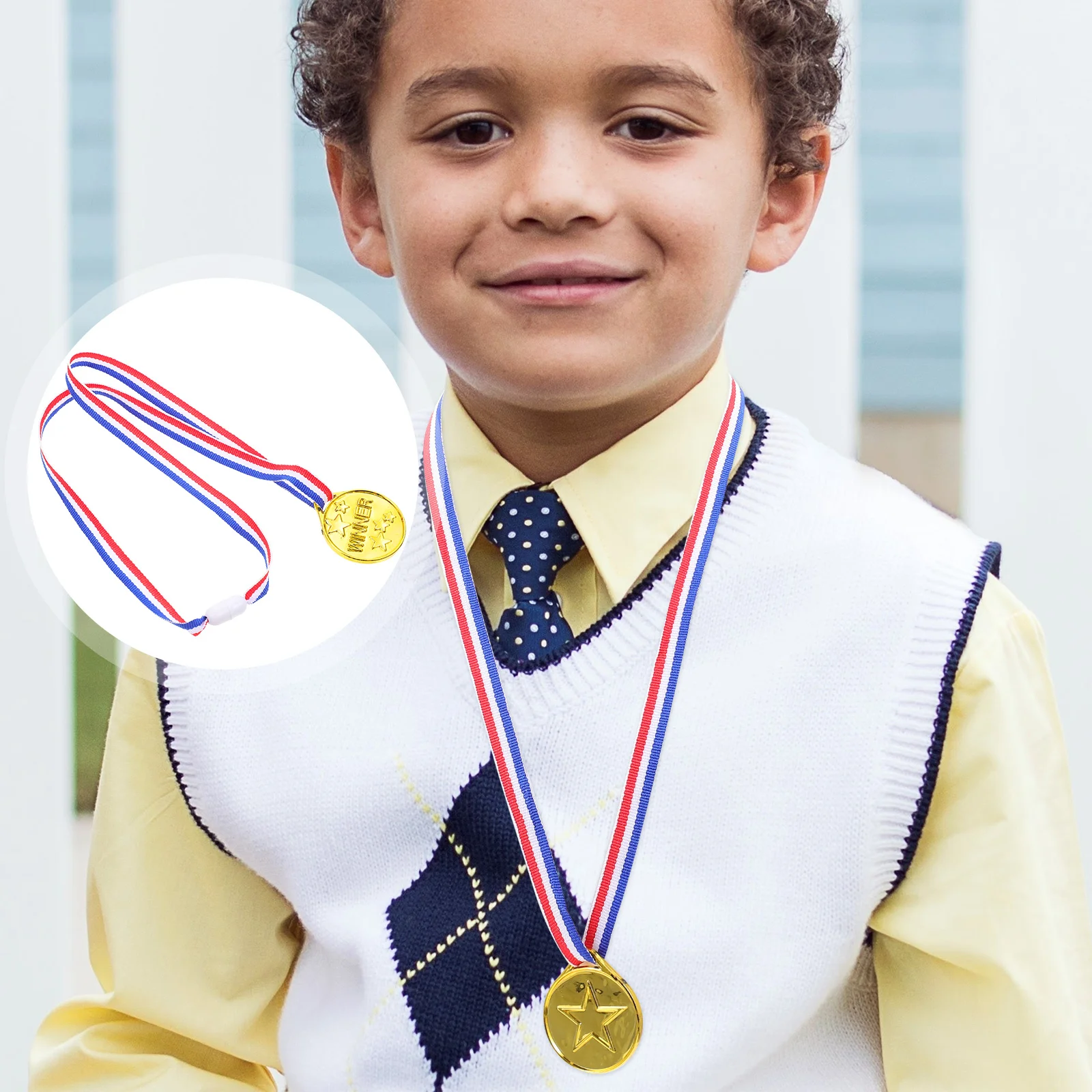 30 Pcs Children's Plastic Gold Medal Soccer Medal Royal Medal Trophy Award Medals Toys Polyester Custom Medals Student