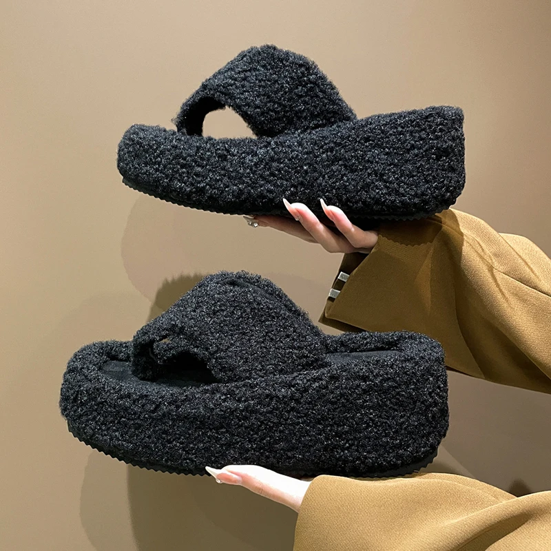 

Женские меховые плюшевые шлепанцы, зимняя обувь, новинка 2022, дизайнерская брендовая домашняя хлопковая обувь на плоской подошве, ботинки на...