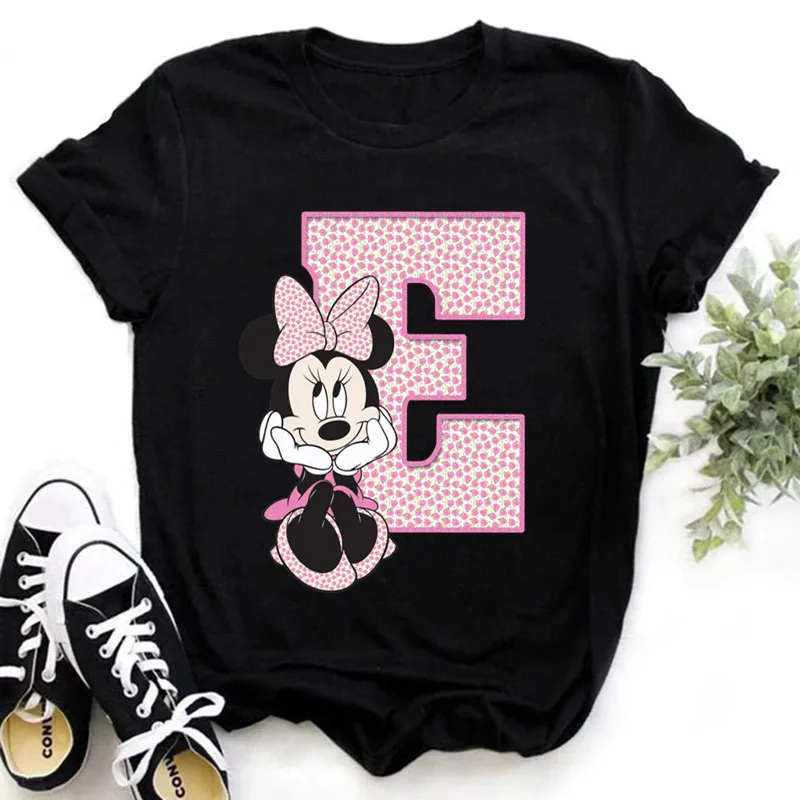 Черные футболки розовая футболка с коротким рукавом и принтом Минни Маус |
