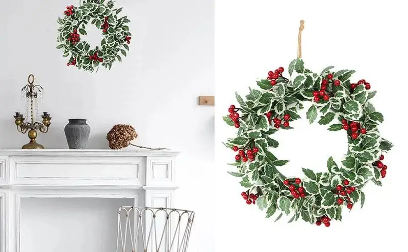 

Christmas Wreath For Front Door Hanging Pendants Ornaments Attractive Artificial Garland For Room Decor Festival Accessories
