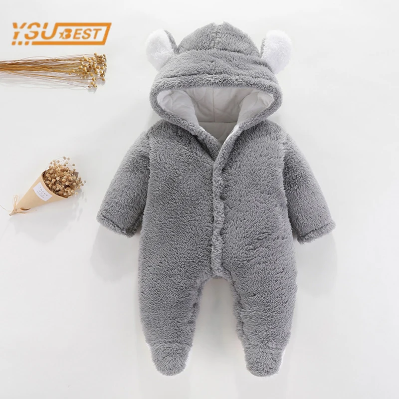 

Новинка 2022, комбинезоны с длинным рукавом для маленьких мальчиков и девочек, утепленные детские комбинезоны с капюшоном, Одежда для новорож...