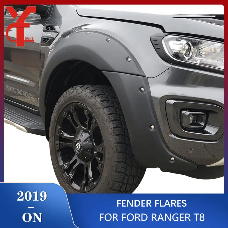 

Matte Black Wheel Arch Fender Flares Mudguards For Ford Ranger Wildtrak T8 2019 2020 2021 Double Cabin Car Accessories YCSUNZ