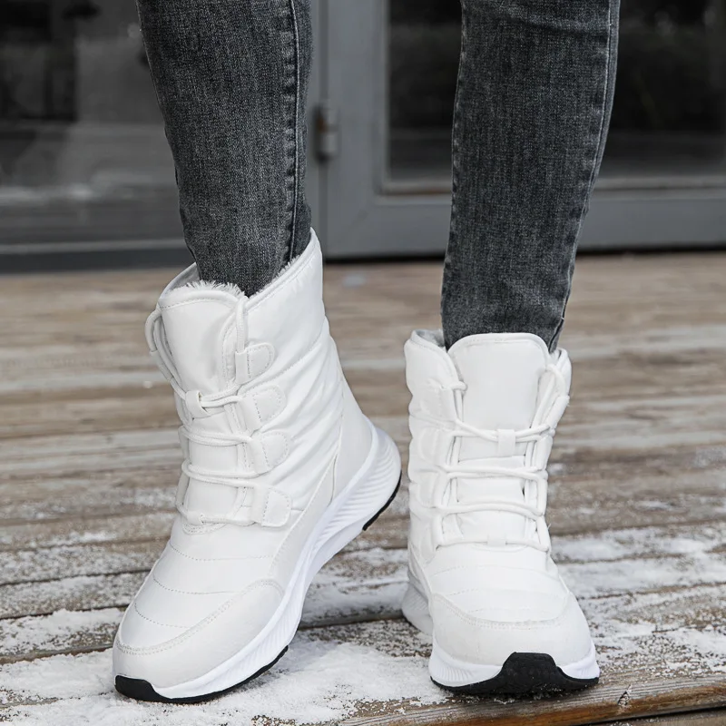 

Nice Pop Women Boots Winter White Snow Boot Short Style Water-resistance Upper Non-slip Quality Plush Black Botas Mujer Invierno
