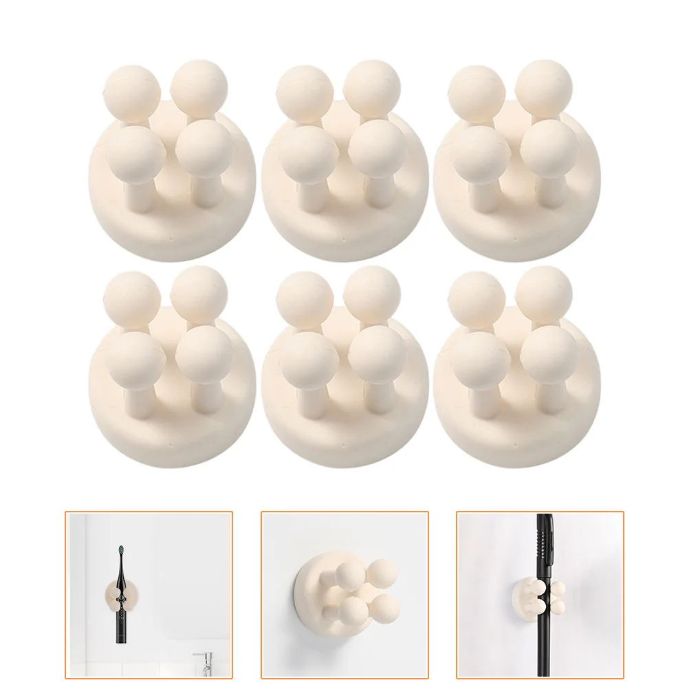 

6 Pcs Wall Holder Adhesive Hooks Heavy Duty Holder Hooks Wall Mounted Hooks Paste Hook Wall Hanging Plug Holder