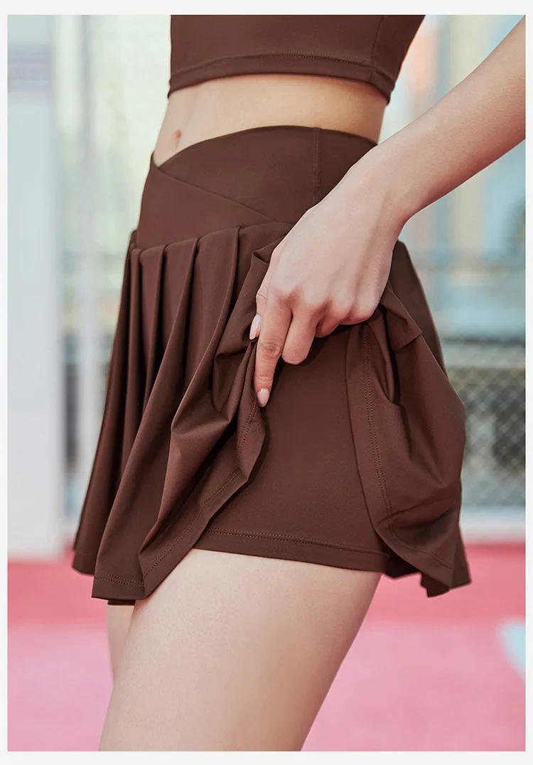 NWT Al Yoga Skirt Fake Two-Piece Loose Sports Gym Shorts Women Stretch Low Waist Dance Skirt Quick Dry Outdoor Tennis Skirt