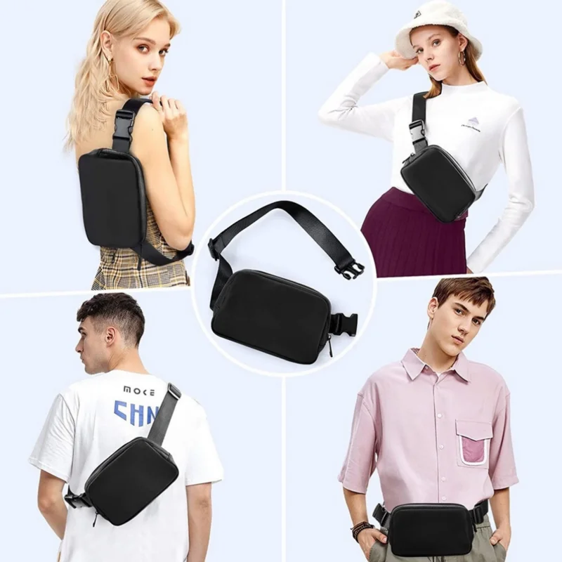 Lulu waist bag, nylon waterproof chest bag, men's and women's crossbody bag, outdoor sports and running waist bag