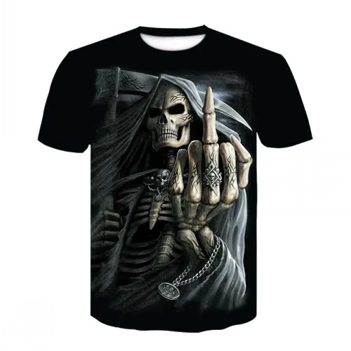 

Men's T Shirts Grim Reaper Skull T Shirt 3d Tshirts Men Summer Short Sleeve Black Punk Rock Tops Gothic Oversized Mens Clothing