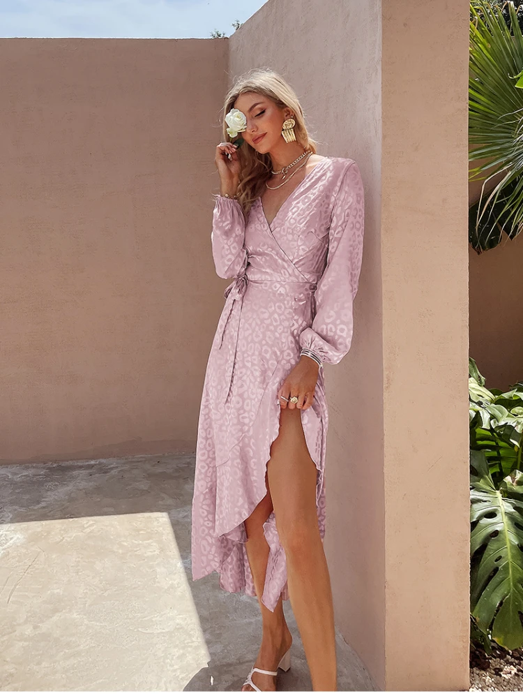 

Весенне-летнее разноцветное платье с оборками и асимметричным разрезом, праздничные повседневные платья с длинным рукавом, новинка 2022