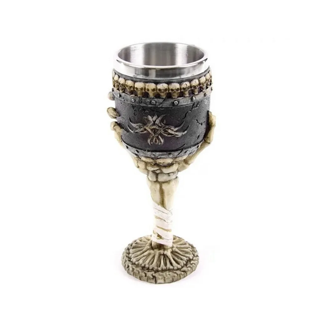 

Cocktail Glasses Kitchen Party Decoration Stainless Steel Chalice Bar Novelty Horrible 3D Skull Drinking Cup Wine Goblet Retro