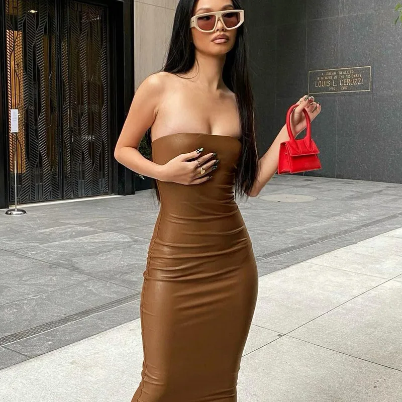 

Women's 2022 New Winter Sexy Smeared Breast Slim Slimming Open Dress