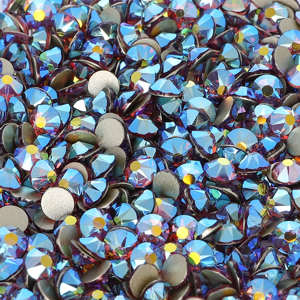 

2088 не горячая фиксация, кристаллы, Искусственный Аметист AB, плоские стеклянные стразы, 3D драгоценные камни для ногтей, клей на алмаз, аксессуары для творчества