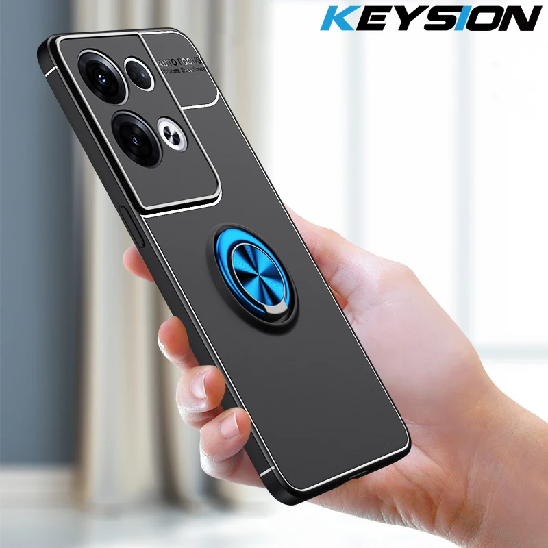 

KEYSION ударопрочный матовый чехол для OPPO Reno8 Pro 5G Мягкий силиконовый чехол с кольцом подставкой для телефона задняя крышка для OPPO Reno8 5G Reno8 Pro + 5G