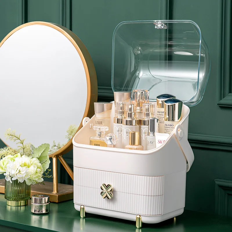 

New Transparent Cosmetic Storage Box Acrylic Desktop Makeup Jewelry Beauty Case Dust-Proof Drawer Organizer For Cosmetics