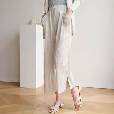 

Прямые брюки Miyake, повседневные свободные брюки с защипами, весна-лето и осень