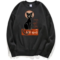 cat kawaii black cats streetwear sweatshirt men hoodies clothing pullovers hoodie pullover jumper crewneck long sleeve unisex