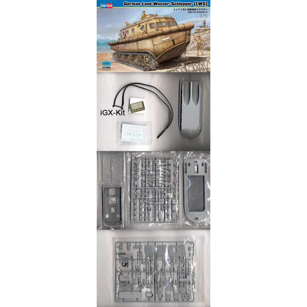 Фото Hobbyboss 82430 Масштабная модель 1/35: Амфибийный трактор LWS (ранняя версия), пластиковый конструктор для сборки №1