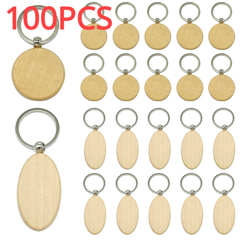 

100 шт., круглые и овальные деревянные брелки-Эллипсы оптом
