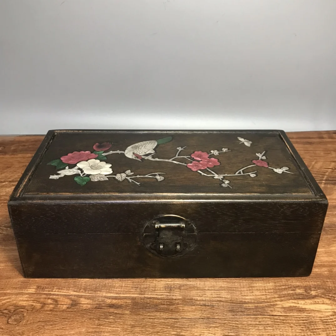 Accessories jewelry storage box ornament small tea tray Rare wooden rosewood inlaid shell crafts Beautifully patterned love gift