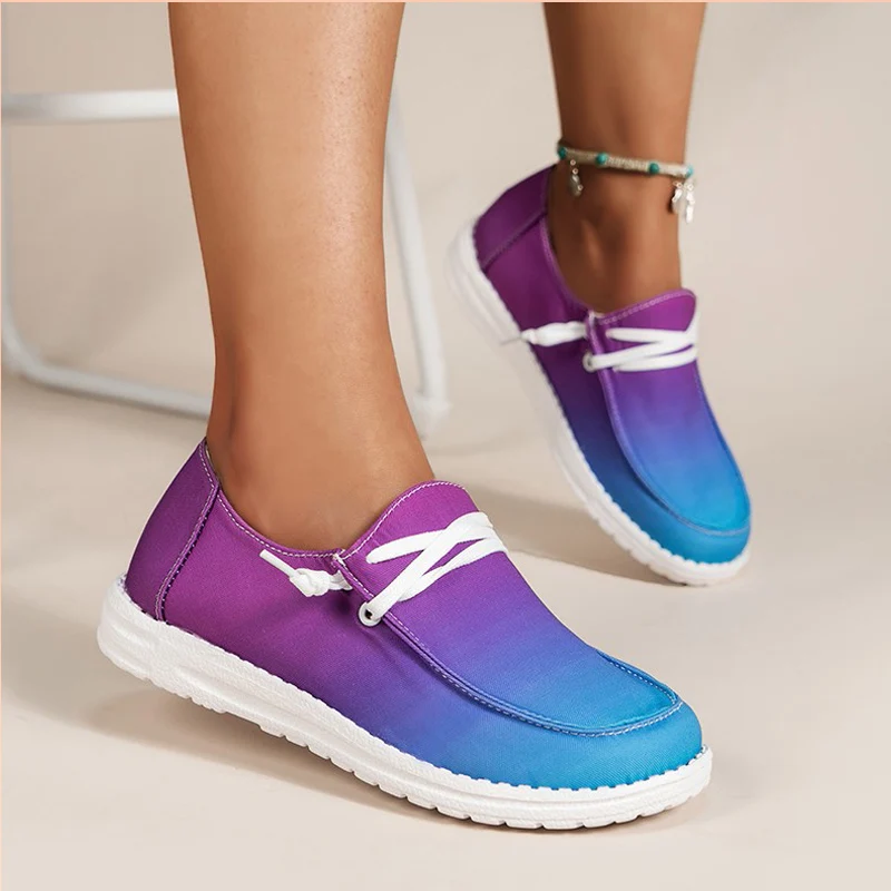 Fashion Pink Sneakers Woman Light Weight Slip-on Canvas Shoes Ladies Brand Design Classic Comfy Cloth Moccasin Loafers