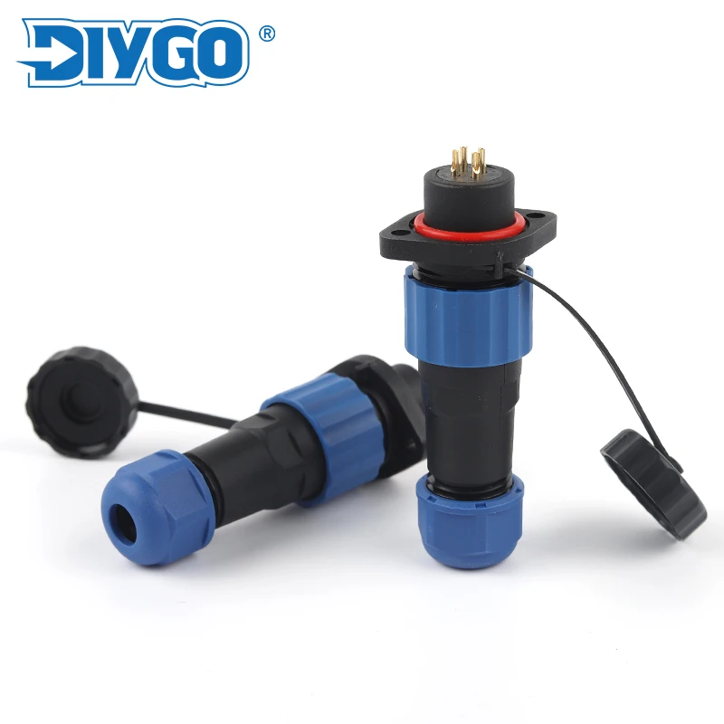 

SP16 IP68 Waterproof Connector Flange Type 2-hole mounting panel Male Female Aviation Plug Socket 2-9 Pin Cable Welding DIY GO