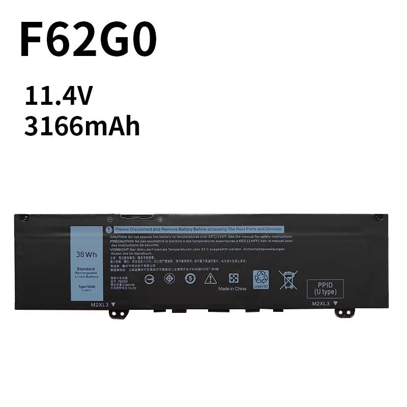 Новый аккумулятор 11 4 в 38 Вт/ч F62G0 для ноутбука Dell Inspiron 13 7386 2 1 5370 7370 7380 Vostro 7373 RPJC3 P91G