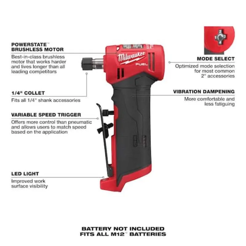 Milwaukee M12 FDGA/2485 топливо™Прямоугольный бесщеточный шлифовальный станок 1/4 дюйма 12 В
