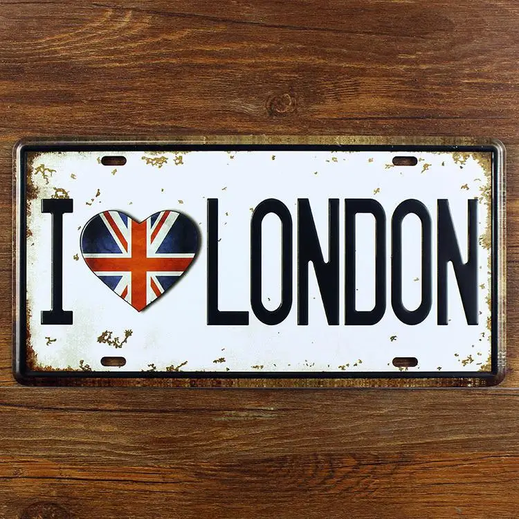 

Wholesale car plates" I love london in england " Metal vintage tin signs License wall art craft cafe pub 30*15 CM