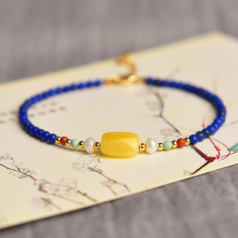 

2022 New Lapis Lazuli Stone Beads Beaded Bracelets for Women Girls Fine Jewelry Accessories Gifts