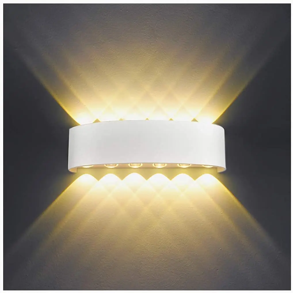 

Lampada da Parete Interno Esterno 12W LED Applique da Parete Moderno in Alluminio, Up Down Faretto da Parete Impermeabile IP65,