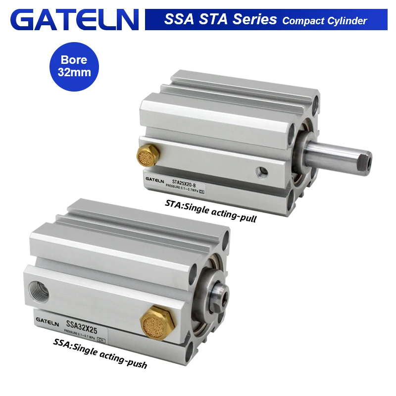 GATELN компактный пневматический цилиндр SSA32