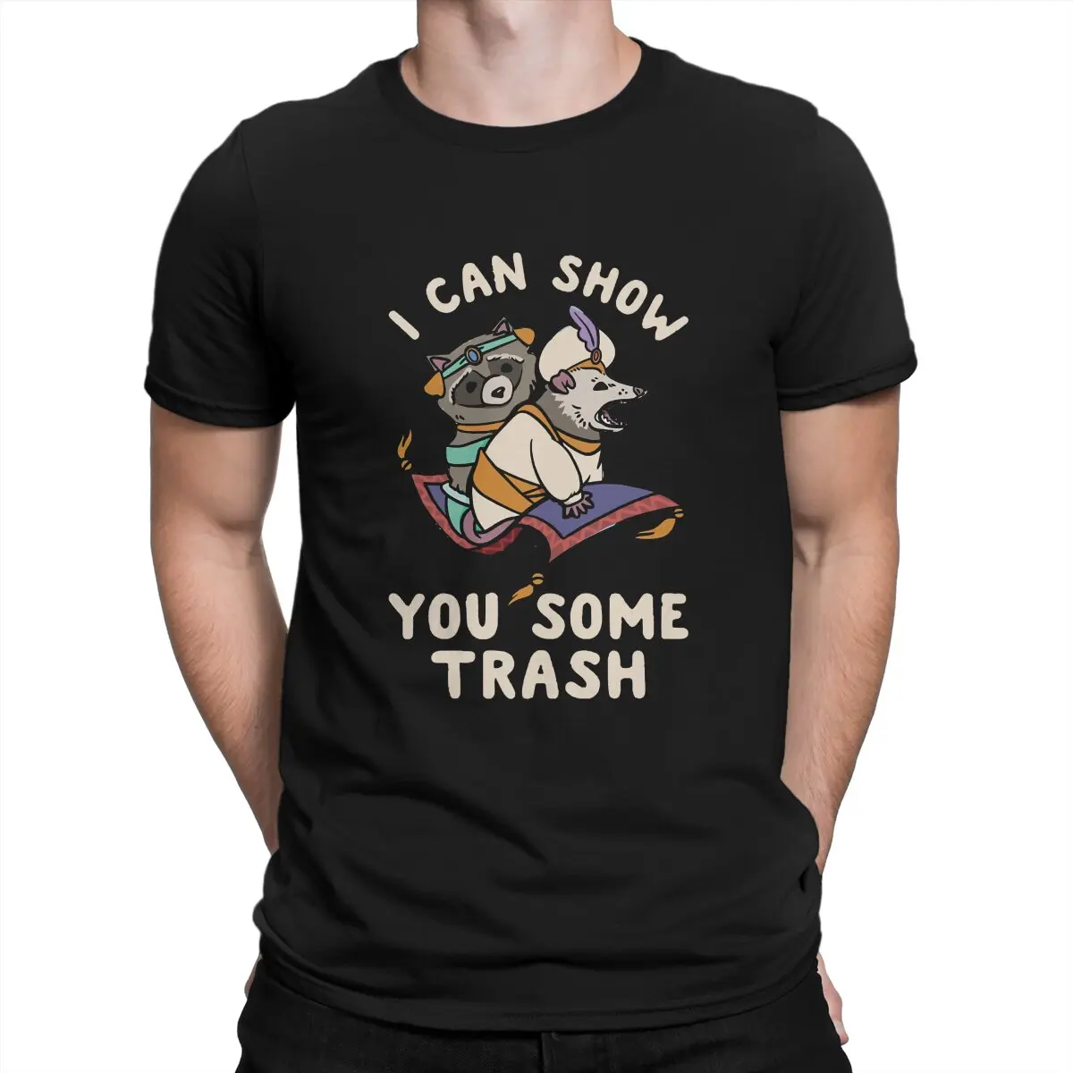 

I Can Show You Some Trash Classic T Shirt Men's Cotton Casual T-Shirts Round Neck Racoon Animals Tees Short Sleeve Clothing