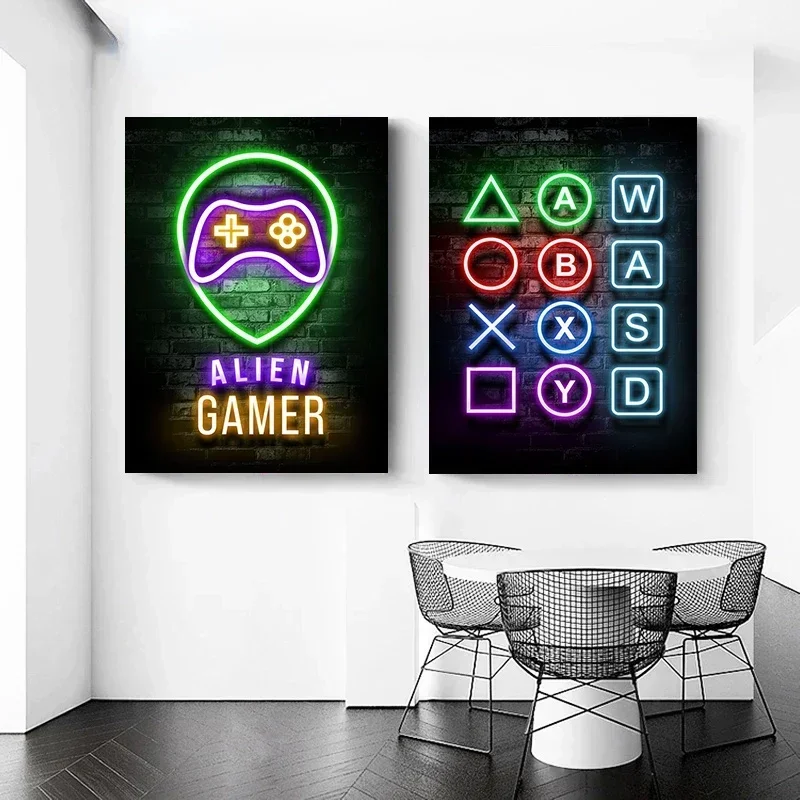 Неоновая Роспись С Изображением Кота Игровая Консоль Тема Настенное Искусство