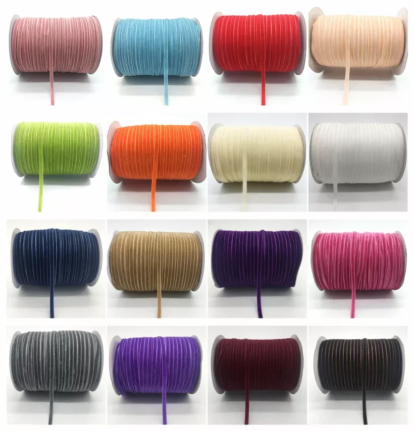 

5Yards/lot 1/4" 6mm Soft Comfortable Velvet Ribbon Headband Clips Bow Wedding Christmas Decoration