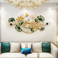 chinese wall clock living room home wall adhesive clock ginkgo biloba background wall decoration for home creative wall watch