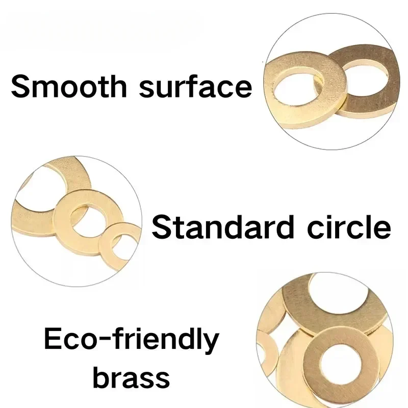 Solid Brass Flat Washer M2 M2.5 M3 M4 M5 M6 M8 M10 M12 M14 M16 Copper Plain Gasket Shim Pad Ring Spacer Circular Meson